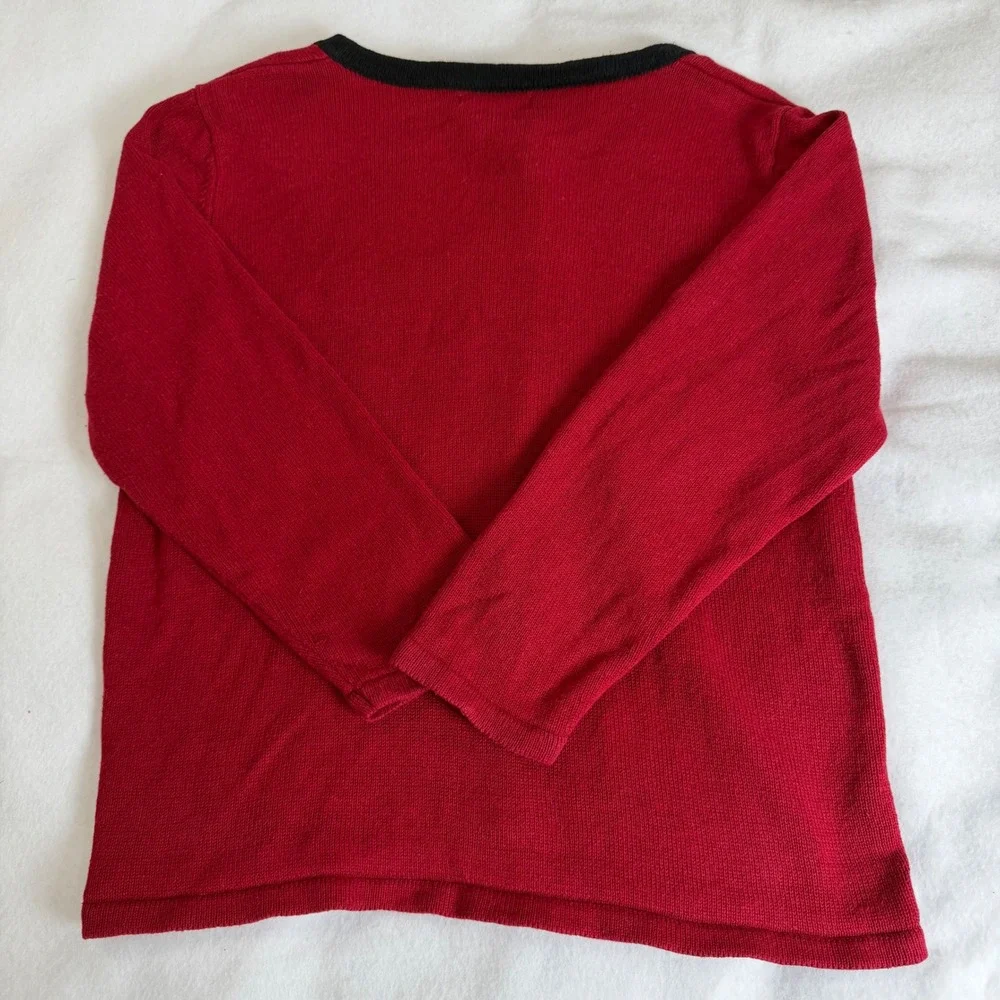 Timberlea Vintage Christmas Snowman Cardigan Sweater XL Red Ramie Cotton Knit